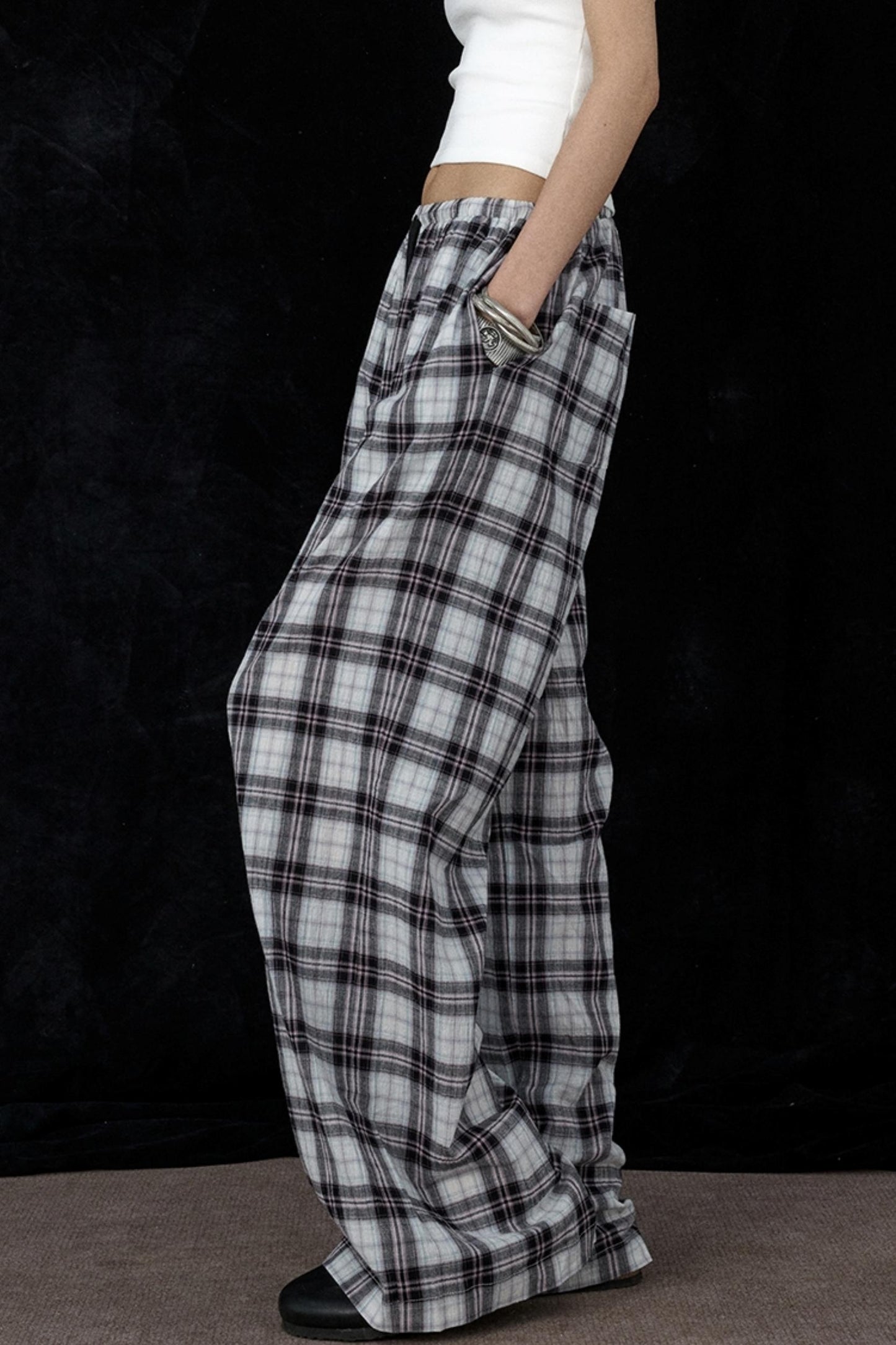 Plaid Wide-Leg Pants
