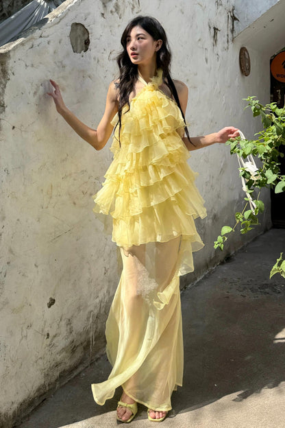 Rose Mesh Fishtail Dress