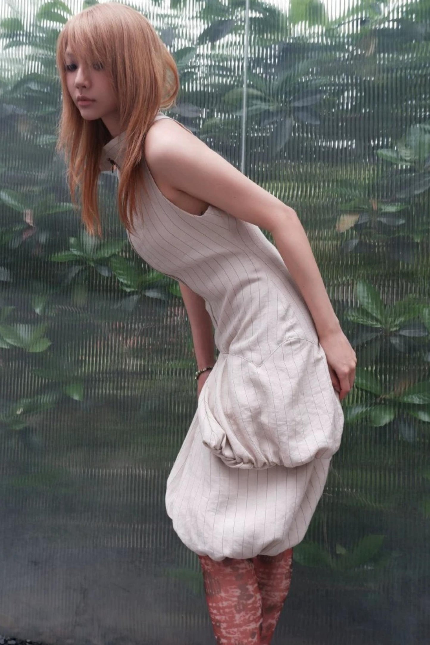 Striped Asymmetrical Deconstructed Dress