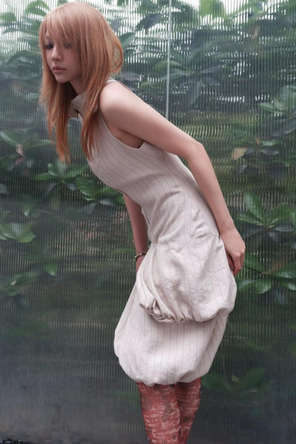 Striped Asymmetrical Deconstructed Dress