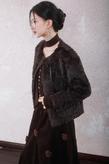 Caramel Coffee Shell Buckle Streamer Top