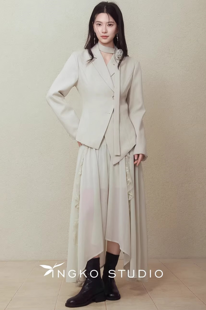 Irregular Hemp Patchwork Skirt