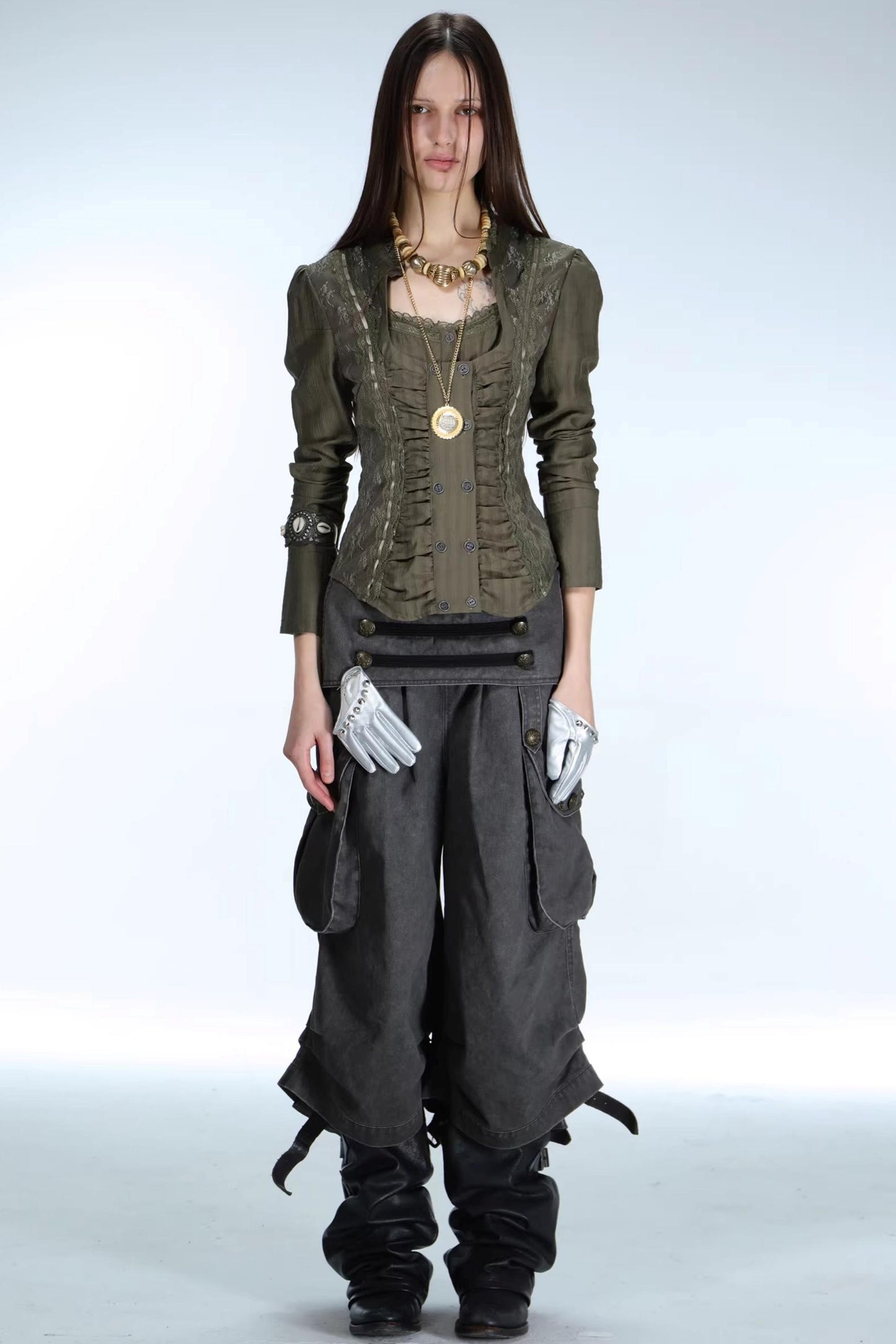 Retro Lace Splicing Shirt