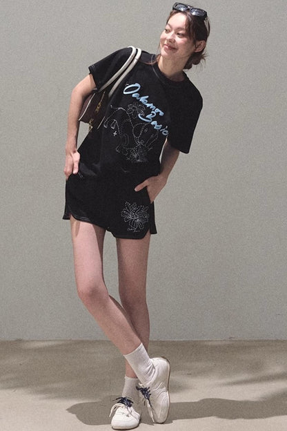 Puppy Cotton Tee & Shorts Set-Up