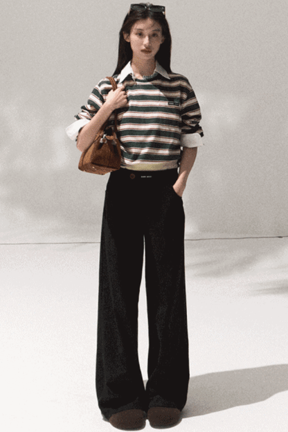 Contrasting Striped Long-Sleeve Shirt