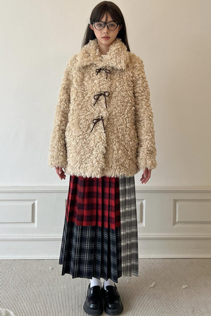 Cozy Bow Button Wool Coat