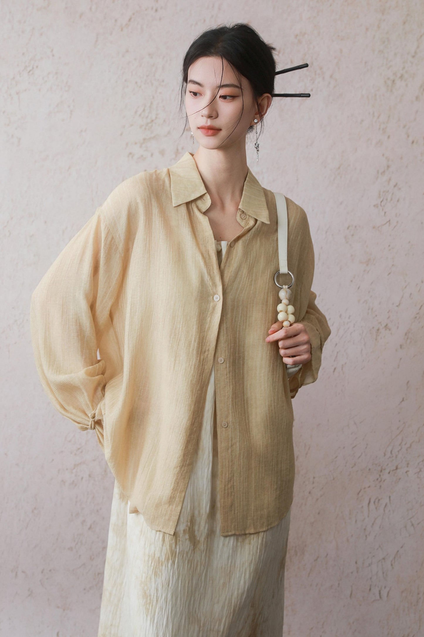 Beige Beaded Camisole Dress