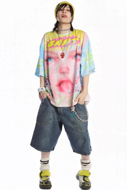 Dopamine Print Oversized T-Shirt