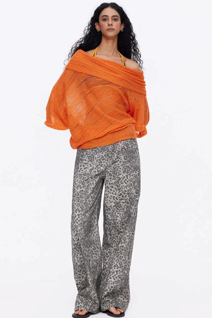 One-Shoulder Oversized Knit Blouse