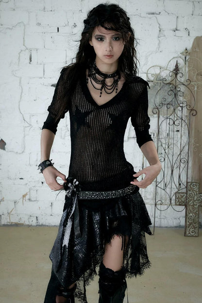 Hollow Star Knit Top