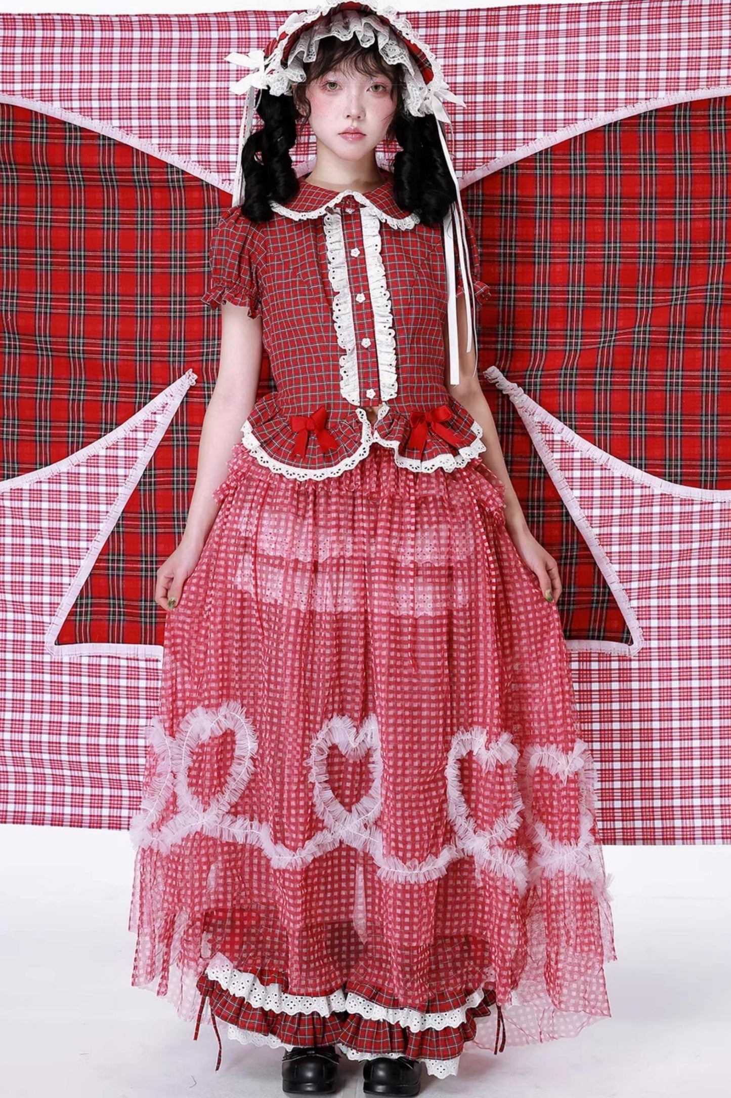 Retro Plaid Mesh Dress