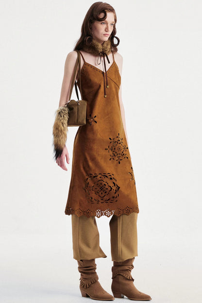 Two-Tone Lace Suede Dress