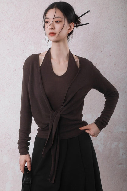 Autumn Mocha Brown Knitted Sweater