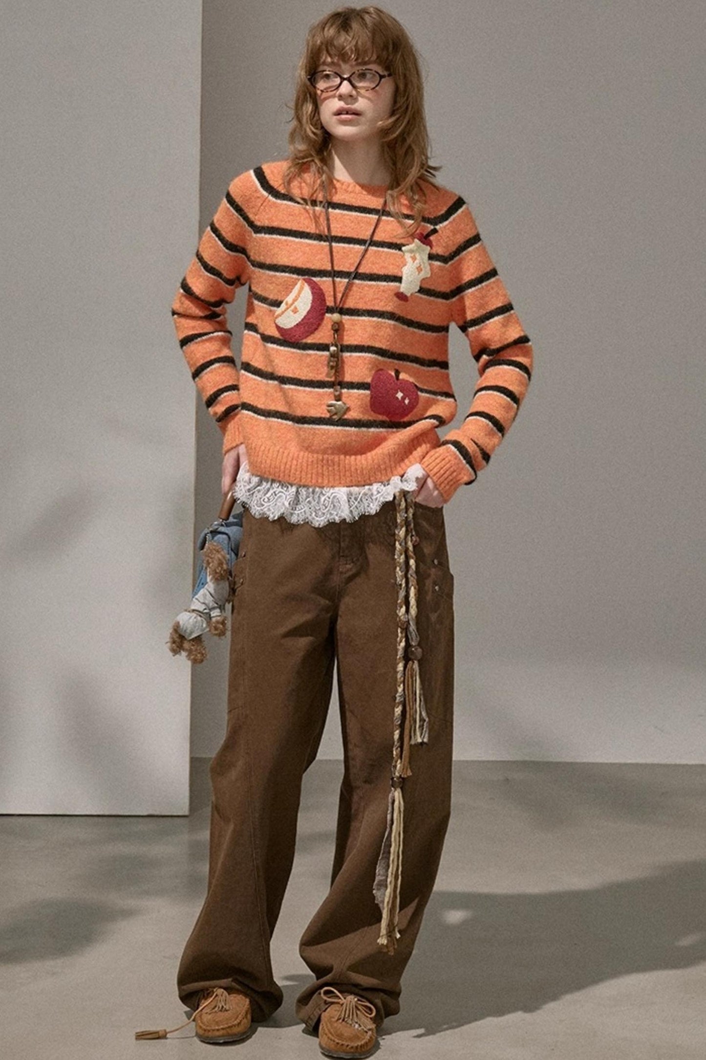 Apple Striped Crew Neck Sweater