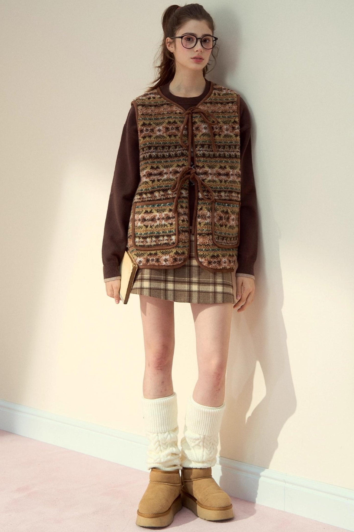 Reversible Bow Strap Fur Vest