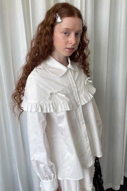 Navy Lace Doll Collar Shirt