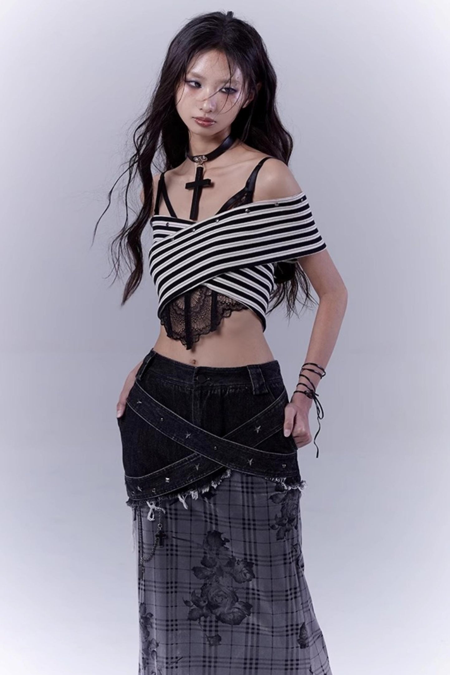 Striped Smock Blouse Set-Up