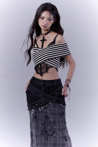 Striped Smock Blouse Set-Up