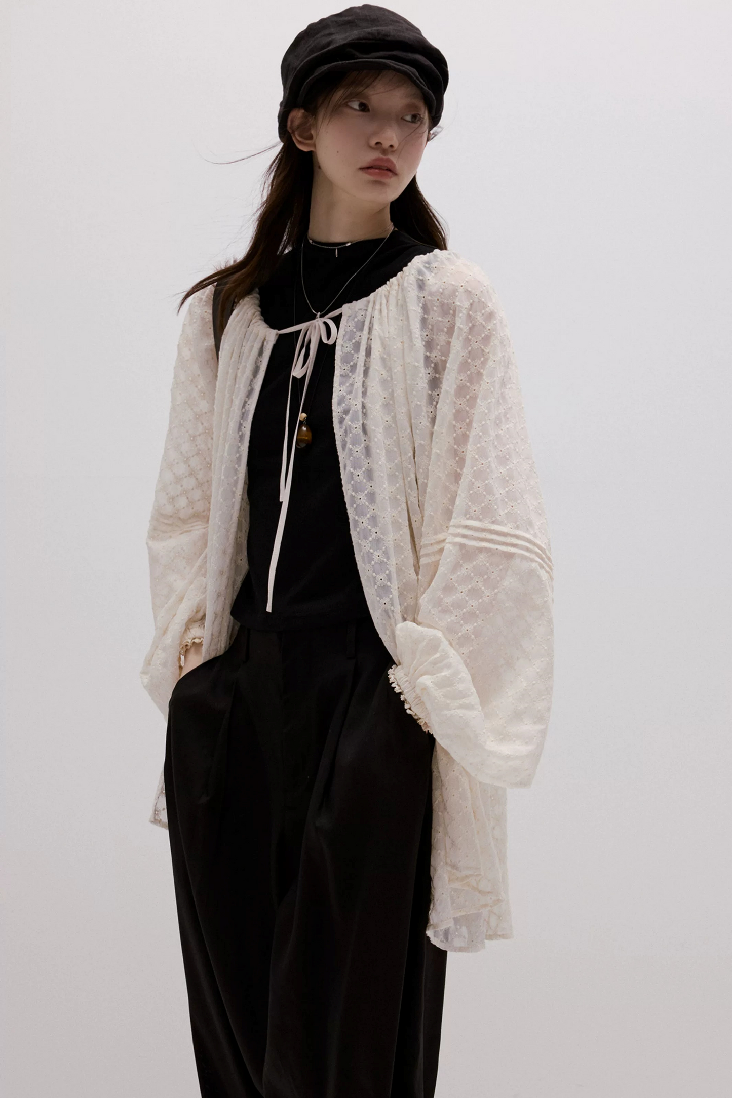Imitation Linen Black Cropped Pants