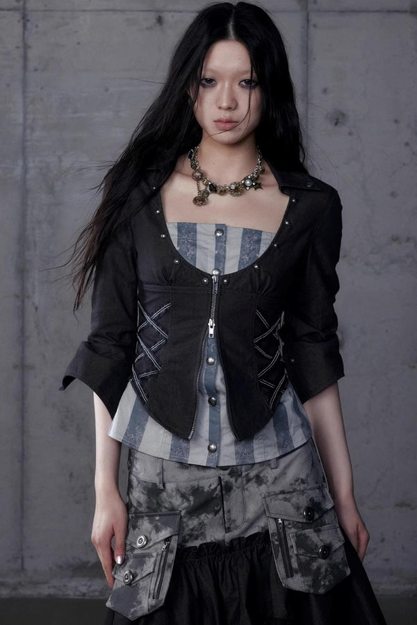 Vintage Punk Court Slim Print Long-Sleeved Shirts