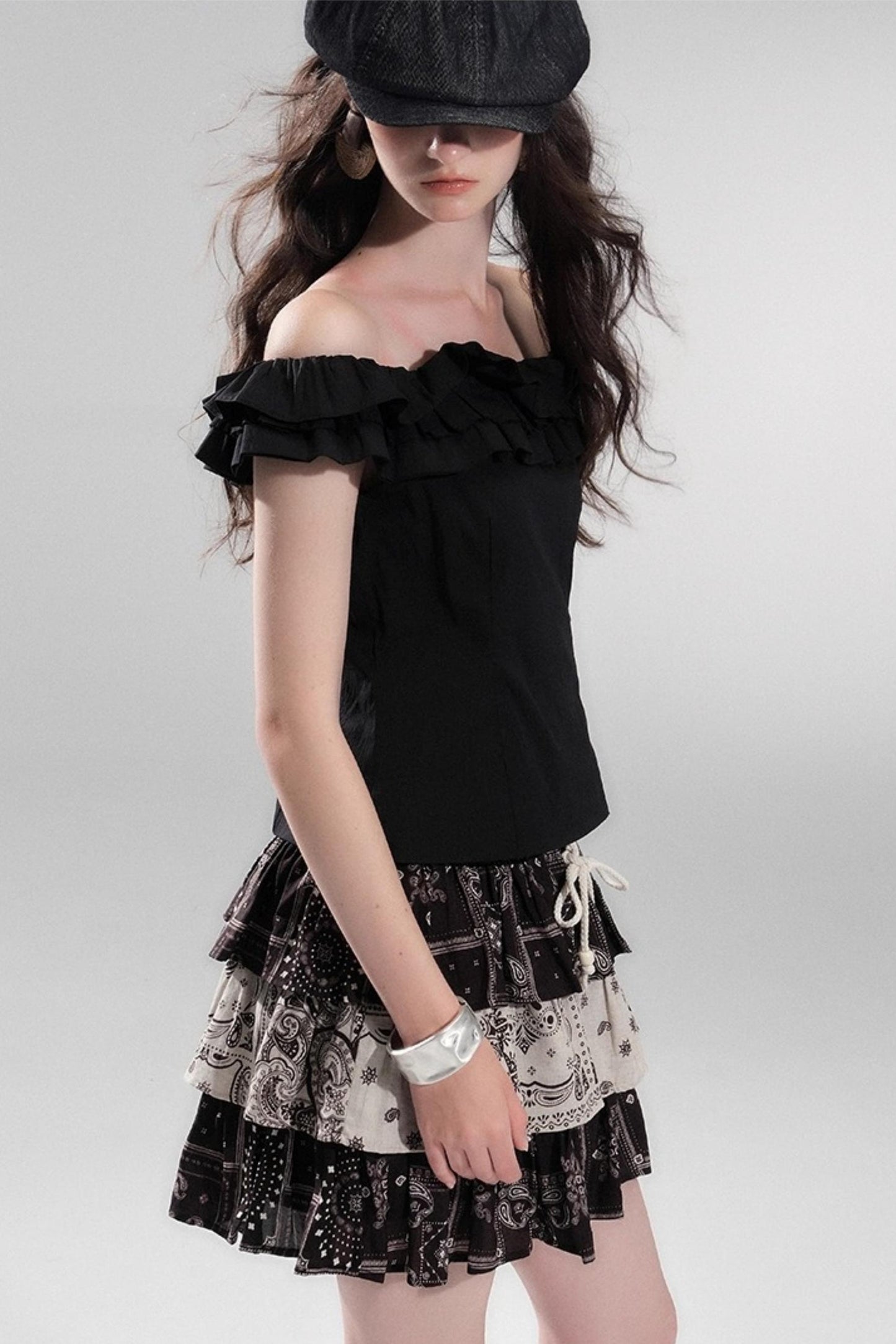 Begonia Ruffle One-Shoulder Top