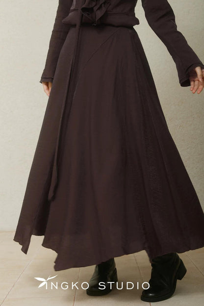 Asymmetrical Chestnut Ribbon Top Set-Up