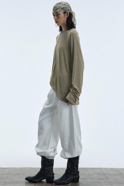 Autumn White Wide-Leg Pants