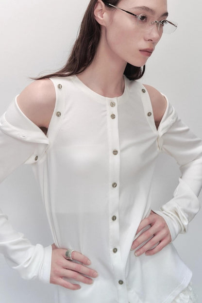 Detachable Round Neck Knitted Cardigan