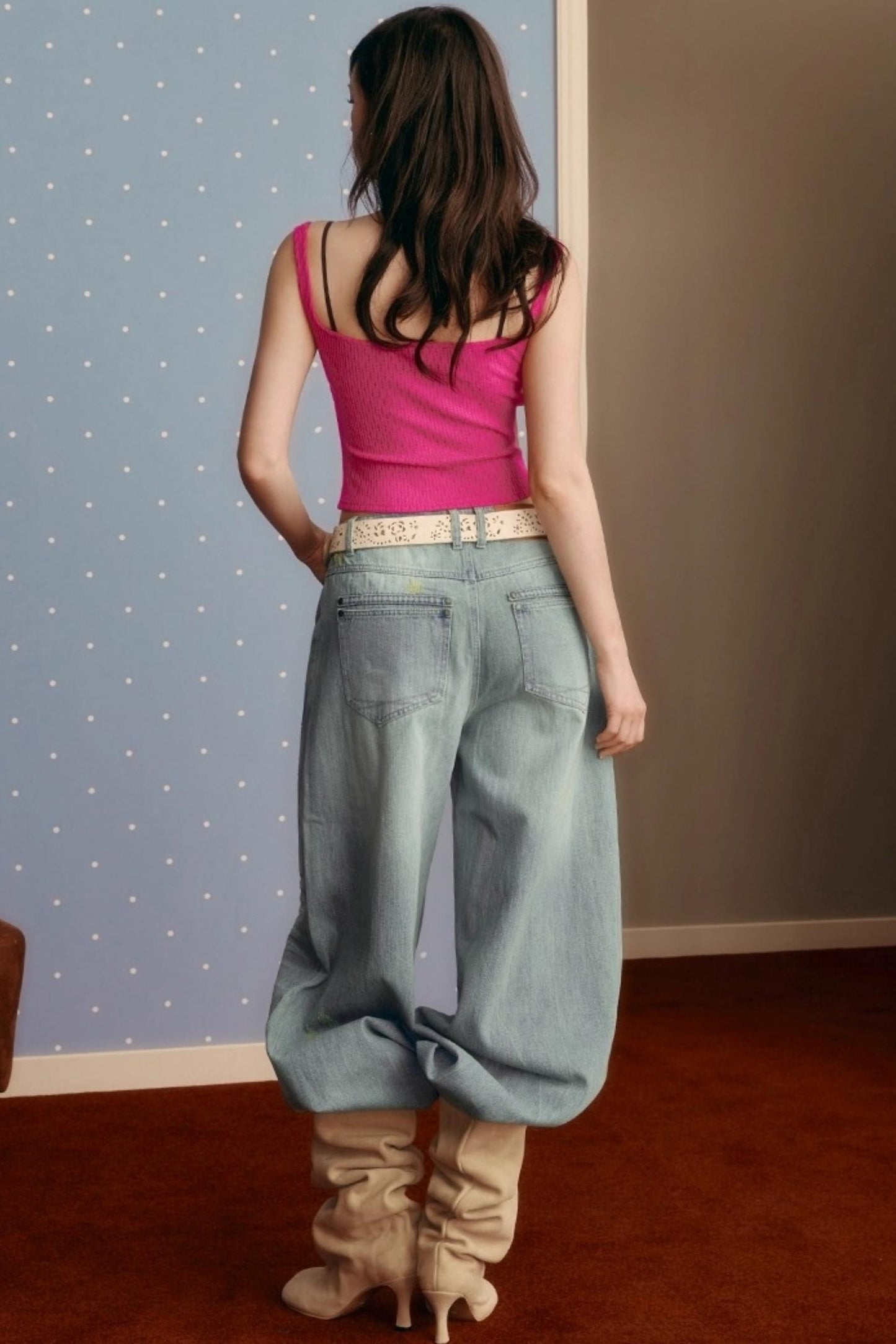 Satin Splicing Slim Vest