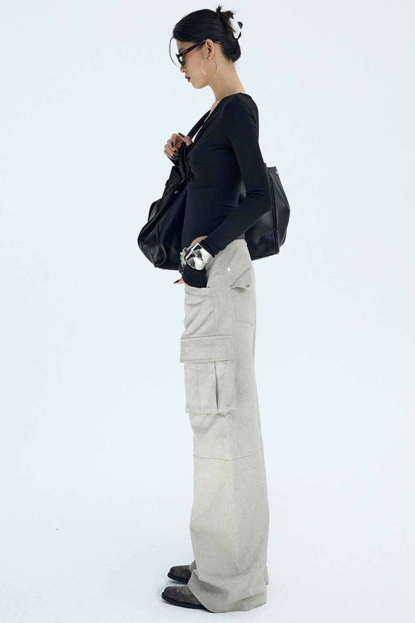 Retro Distressed Glacier Cargo Pants