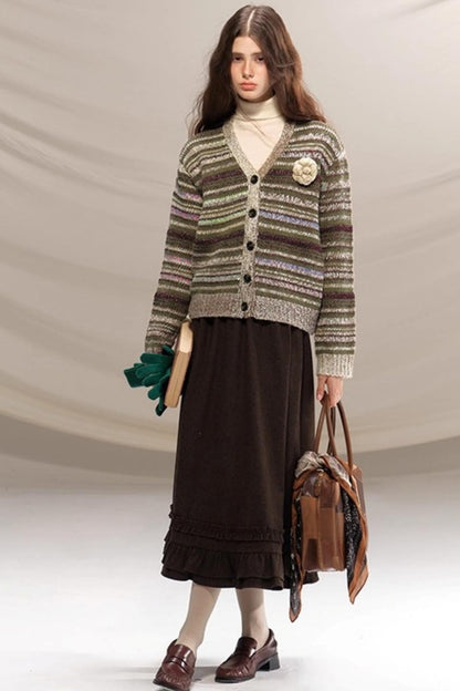 Hazelnut Lace Wool Skirt