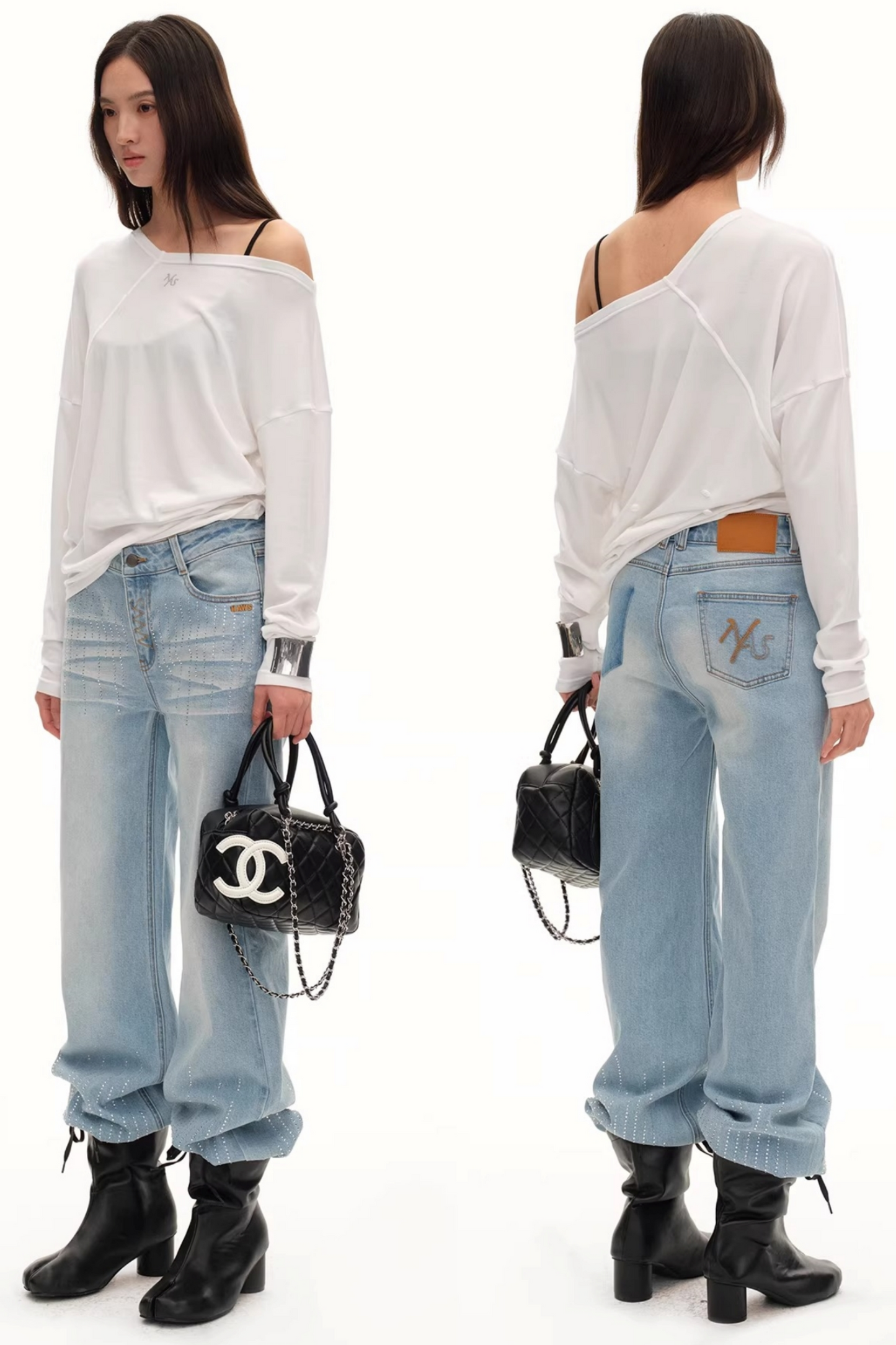 Merino Wool One-Shoulder Knit Top