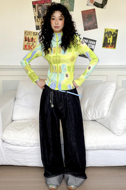 Lazy Breeze Wide-leg Denim Trousers