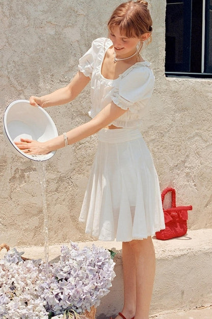 White Lace A-Line Skirt