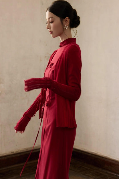 Red Flower Cheongsam Dress