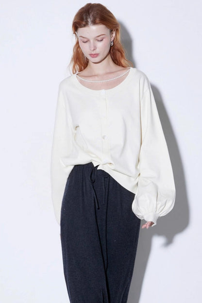 Custom Pearl Silk Cardigan