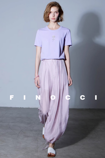 Mulberry Silk Shimmering Lantern Pants