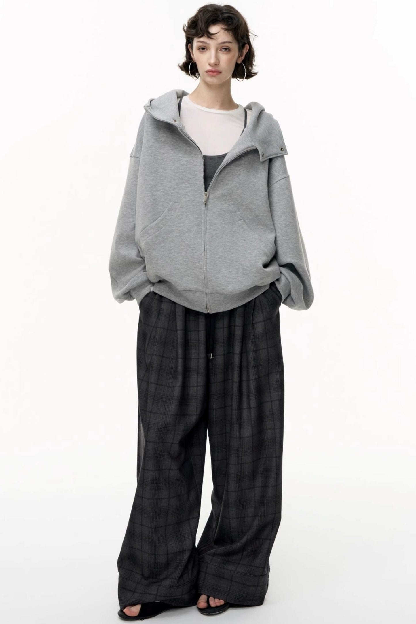 Casual Large Zip Hooded Cardigan