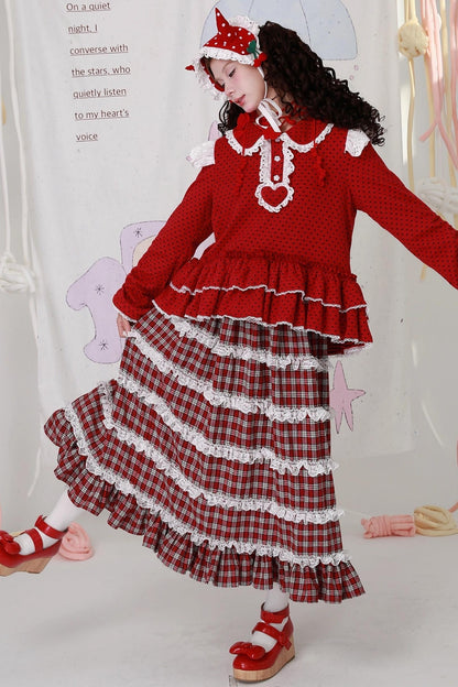 Red Plaid Lolita Skirt