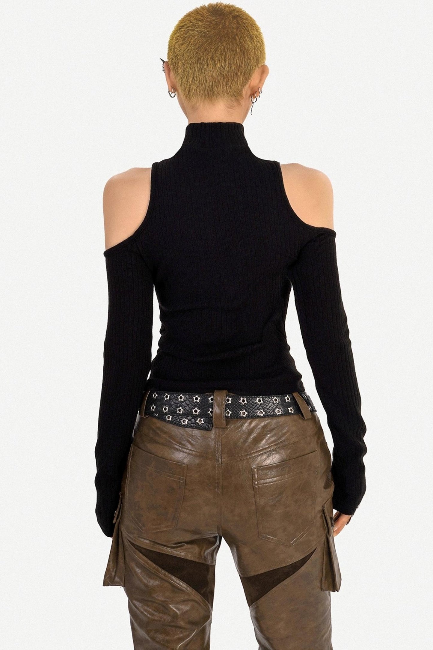 Black Off-Shoulder Halter Top