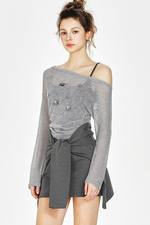 Retro Sheer Halter Dress Set-Up