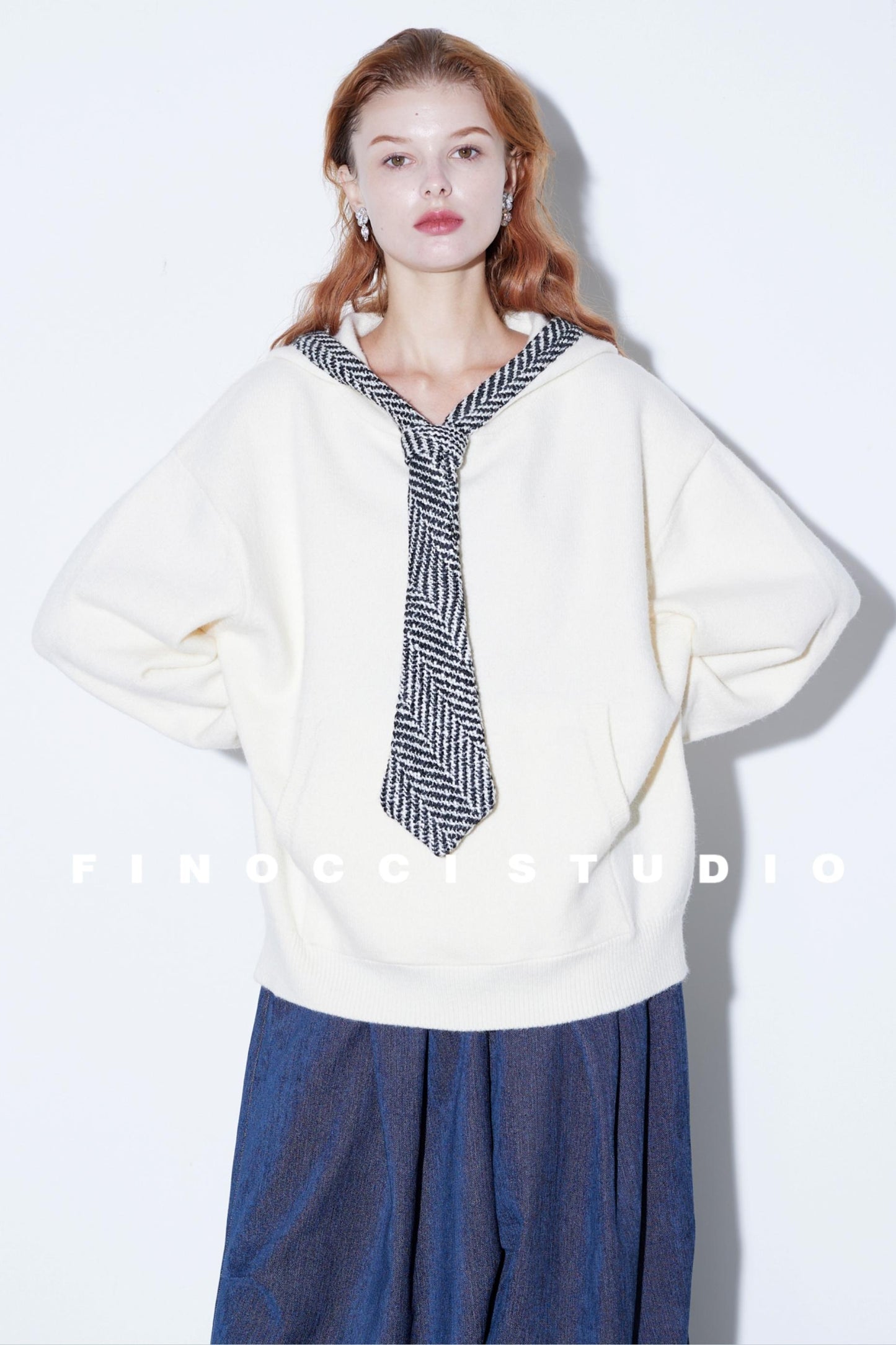 Herringbone Hooded Winter Top