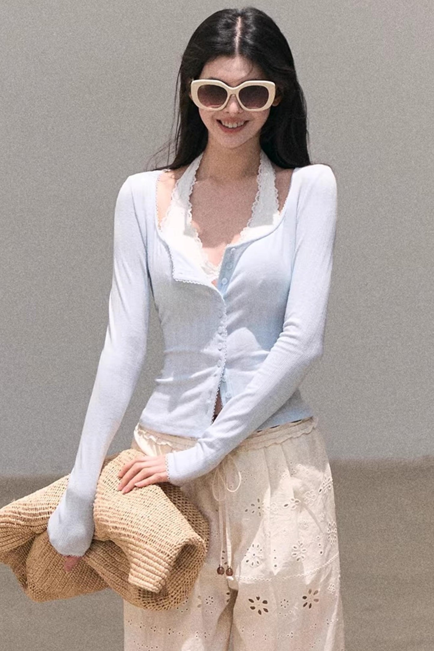 Lace-Trimmed Halter Neck Camisole