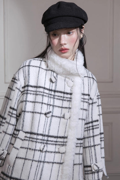 Checkered Woolen Plaid Dress Set-Up