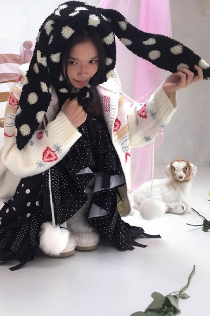 Happy Polka Dot Rabbit Ears Bow Hat