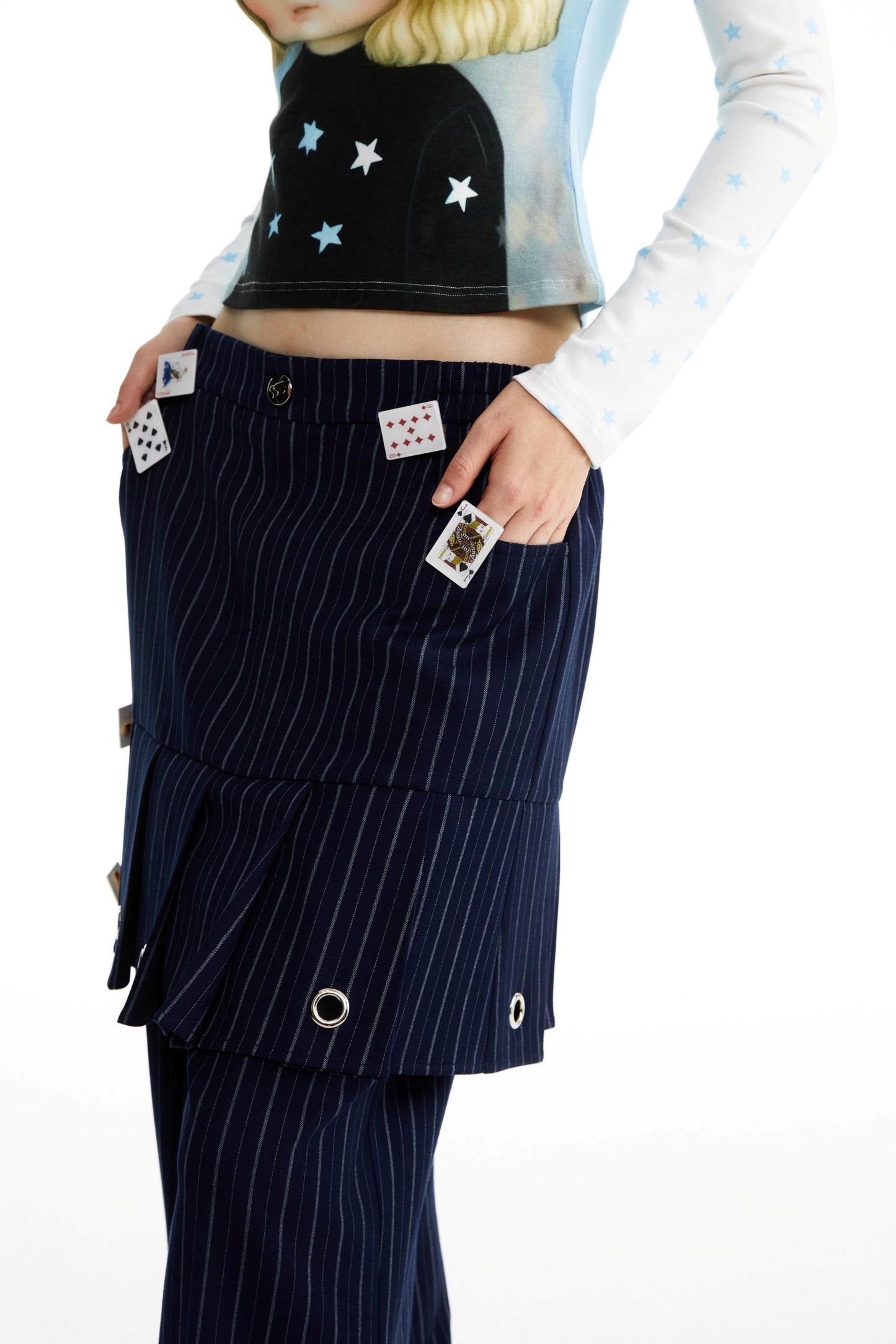 Fake Two-Piece Culottes Straight Pants