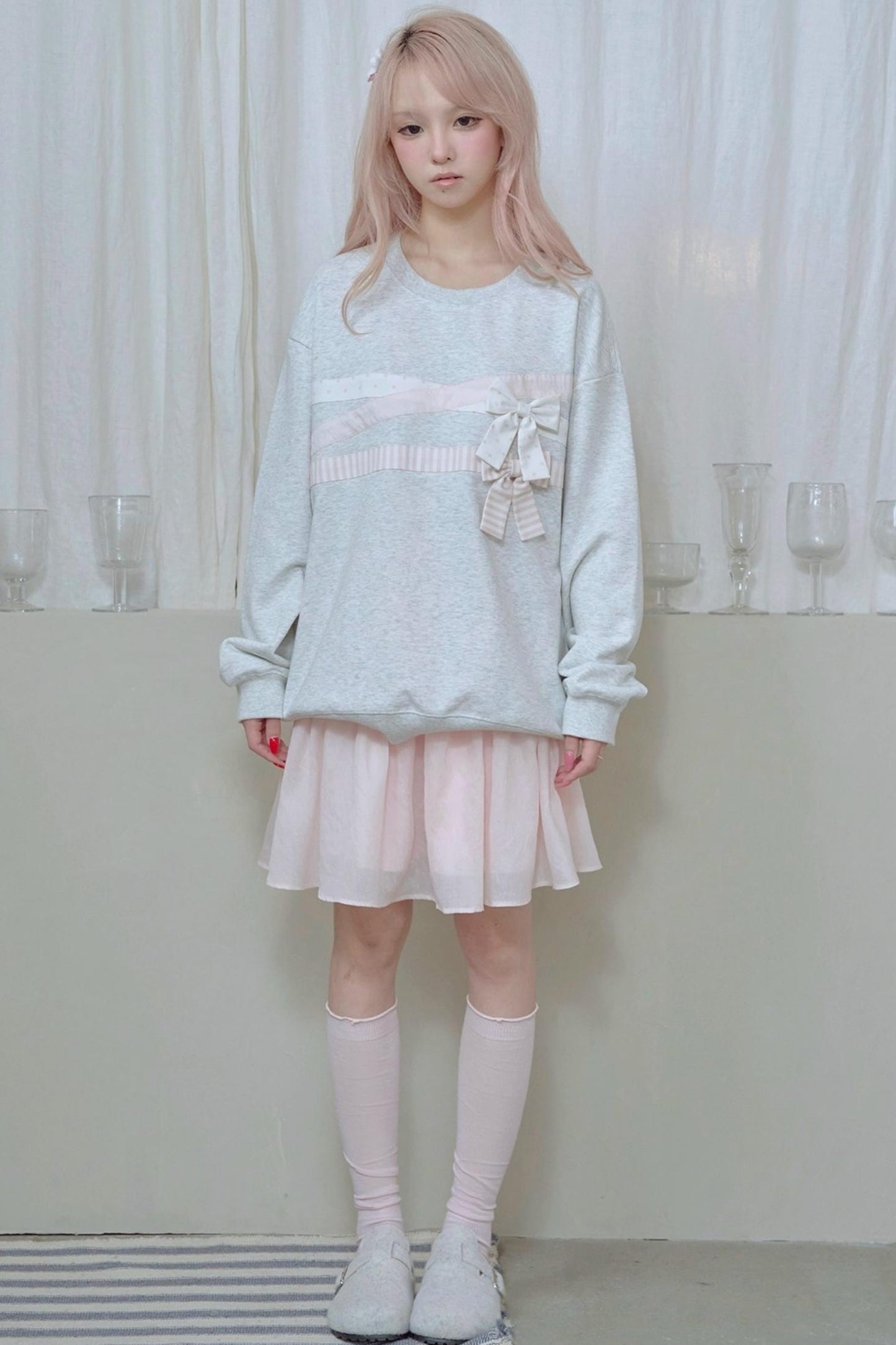 Pleated Lace Pink Skirt