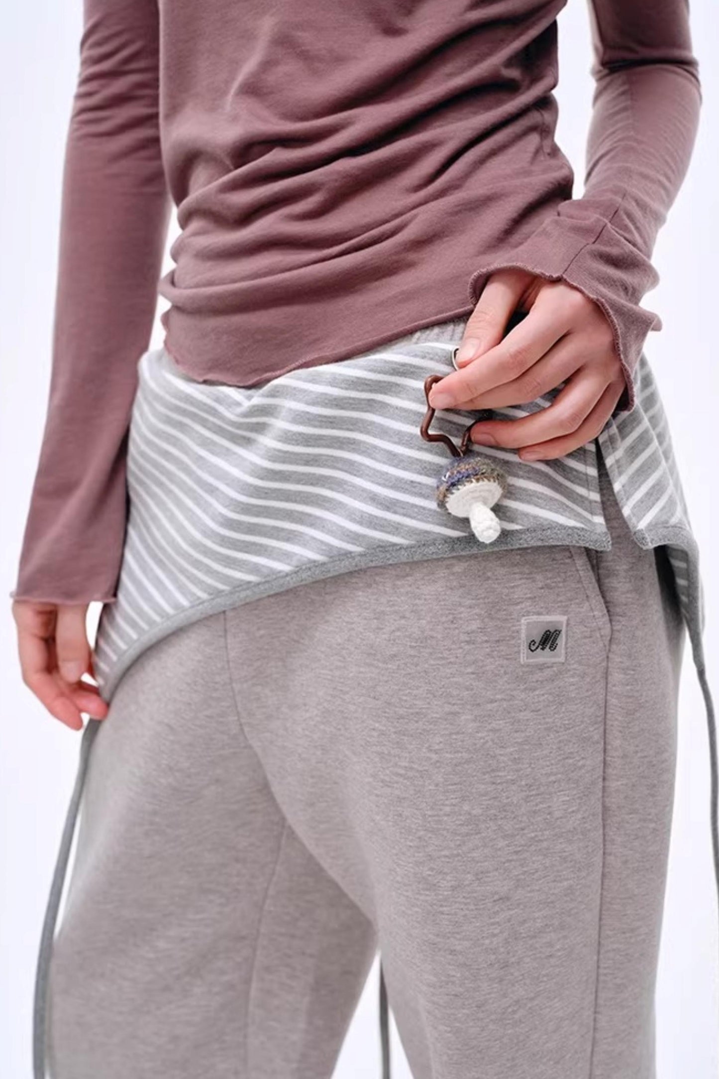 Color-Blocked Striped Cotton Pants