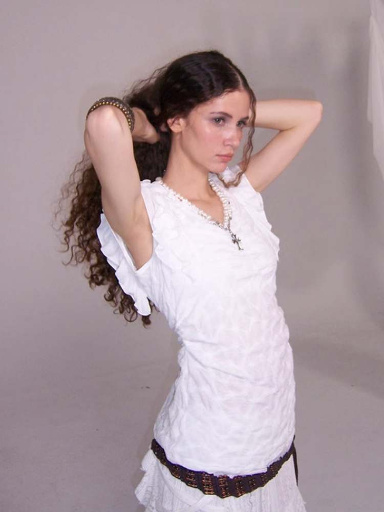 Spider Web Ruffle Round Neck Tee