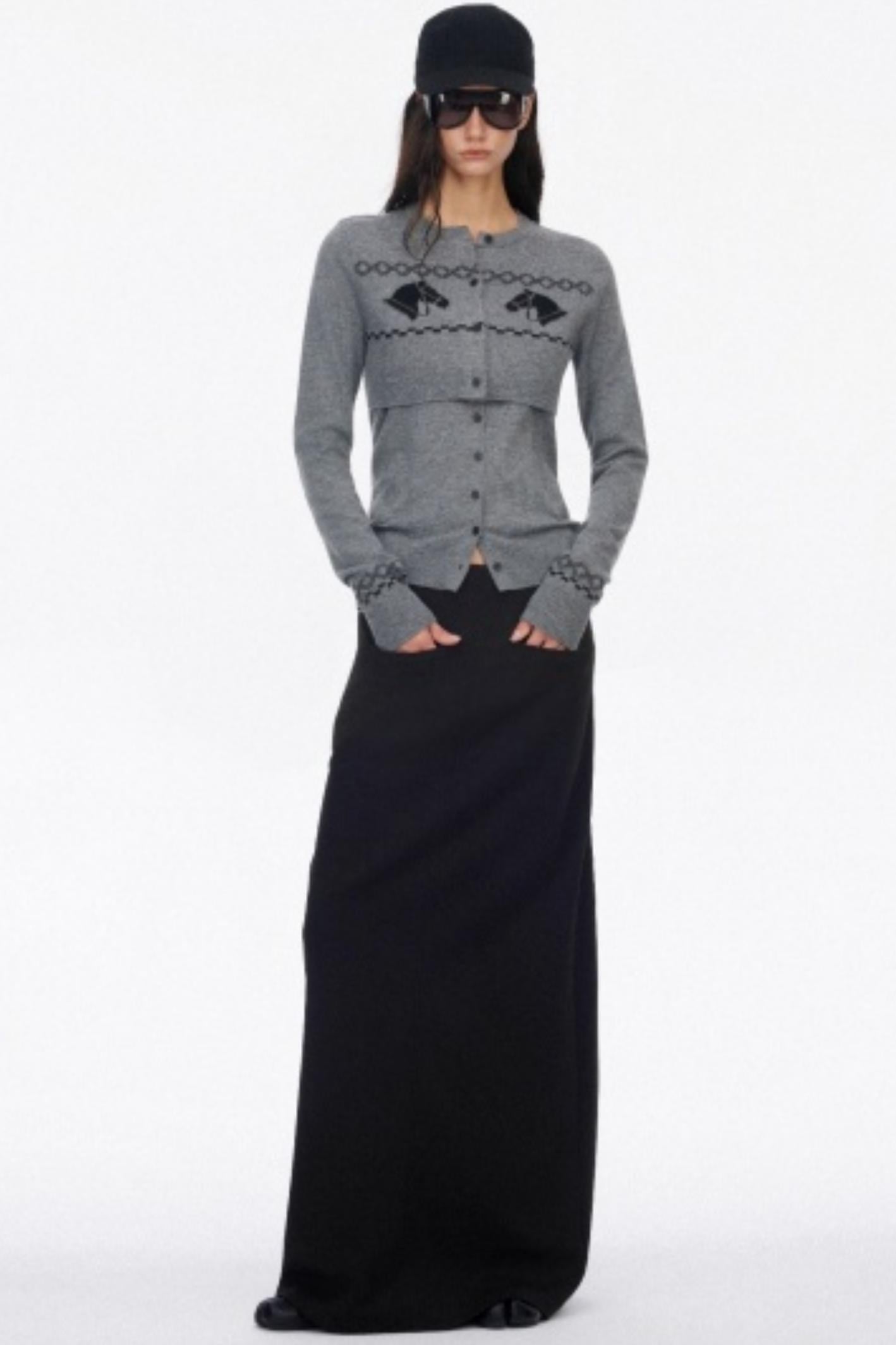 Two Piece Wool Knit Cardigan Set-Up